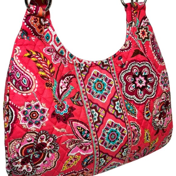 Vera Bradley Call Me Coral Large Hobo Purse Shoulder Bag Paisley Retired Y2K - Picture 2 of 8